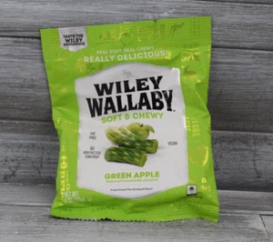 Wiley Wallaby Soft + Chewy Green Apple Flavored Licorice Vegan Fat Free 4 OZ - Picture 1 of 8