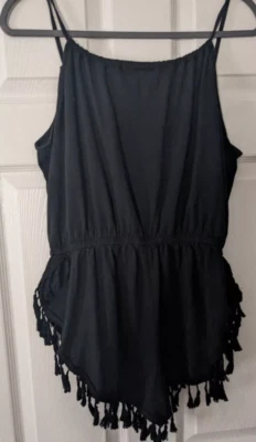 Mameluco Victoria's Secert negro ocio flecos dobladillo/borla talla PS Foto 1 de 4