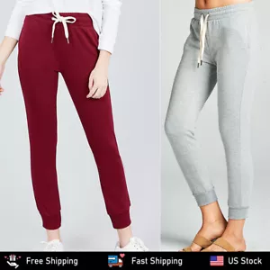 FashionMille Women's French Terry Fleece Capri Jogger Lounge Pants w/ Drawstring - Picture 1 of 34