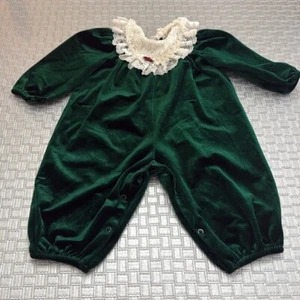 RARE EDITIONS  vintage green velvet one peice size 24 months - Picture 1 of 9