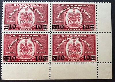 BroadviewStamps Canada #E9 LR corner block of 4. MNH F-VF.  CV$84+ - Image 1 of 2