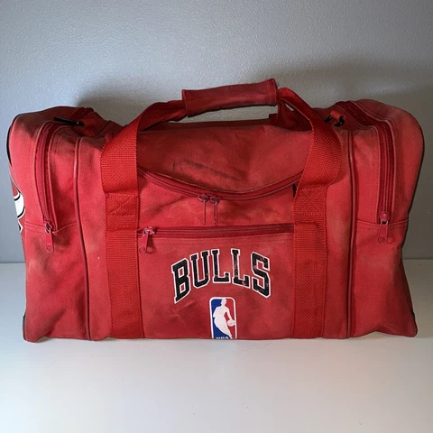 90s Vintage Starter Chicago Bulls Duffel Bag Red NBA Basketball Logo Zip Up Cover