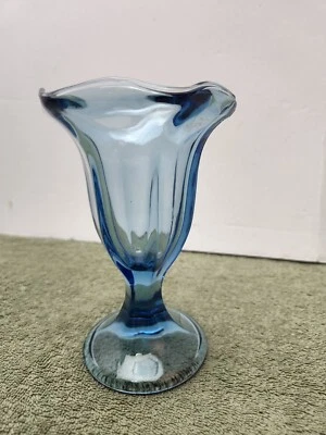 Libbey Glass 6” Ice Cream Footed Sundae Dish Blue - Image 1 of 4
