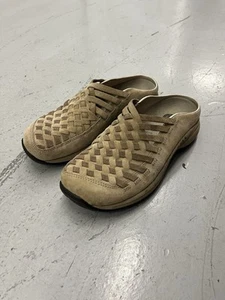 Merrell Woven Leather Slides Clogs Mule Womens 7 Tan Khaki Gorp Suede - Picture 1 of 9