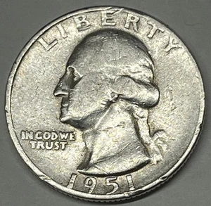 1951-S Washington Quarter. Rim Dings.  Free Shipping !! - Picture 1 of 4