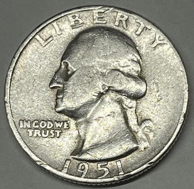 1951-S Washington Quarter. Rim Dings.  Free Shipping !! - Image 1 of 4