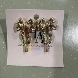 Gold Schleife Ohrstecker Preppy Statement Ohrringe - Bild 1 von 4