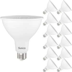 Paquete de 12 bombillas LED de inundación para exteriores Sunco PAR38 1800 LM, 15W, 3000K blanco cálido - Imagen 1 de 21