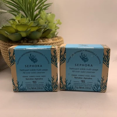 Sephora All Over Solid Body & Face Cleanser Spirulina Soap 75g/2.64oz Sealed NIB - Image 1 of 4