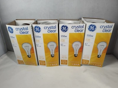 Pack Of 4 GE Crystal Clear Light Bulbs 150W A21  - Image 1 of 4