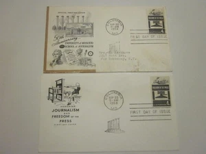 2 US COVER 1958 FREE PRESS FDC #1119 MISSOURI UNIV & HOUSE OF FARNAM CACHETS - Picture 1 of 3