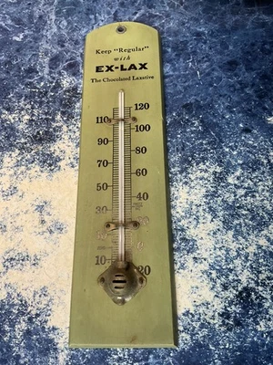 Wooden Advertising Vintage Green Color Thermometer For Ex-lax Laxatives - Image 1 of 2