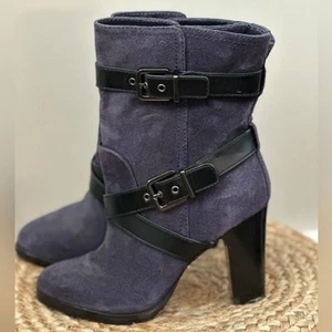 Pour La Victoire Roslyn Buckle Wrap Blue Suede Boot Size 6.5 - Picture 1 of 11