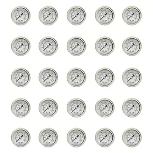 PAQUETE DE 25 MEDIDOR DE PRESIÓN LLENO DE LÍQUIDO 0-15 PSI, CARA DE 1,5"", MONTAJE TRASERO NPT DE 1/8 - Imagen 1 de 3