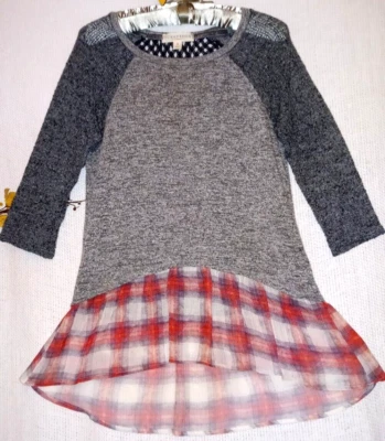 Scrapbook Top S Boho Hippie Babydoll Style Layered Look Knit Tunic Shirt Blouse - Image 1 of 4