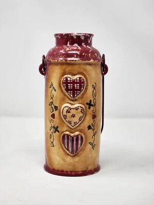 Jarrón/portador de agua de cerámica rojo retazos con mango amarillo rojo verde blanco Foto 1 de 4