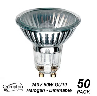 BULK 50 x 50W 240V GU10 Halogen Downlight Globes Lamp Bulbs Warm Dimmable 18061 - Image 1 of 4