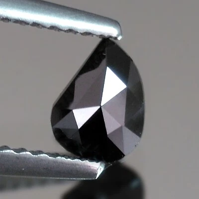0.40cts Mango Pear Rose cut Fancy Jet Black Natural Earth Mined Loose Diamonds - Image 1 of 4