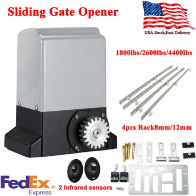 Electric Sliding Gate Opener, AC Motor Automatic Gate 2 Remotes and 4m Rack US - Image 1 of 4