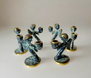 (6) Set 1960's Austria Walter Bosse Pair MCM Miniature Bronze ANGELs Sculpture - Picture 1 of 11