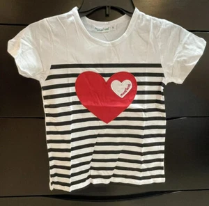 Rural Rat Youth Girls T-Shirt Size 6 Love Pattern Striped Short Sleeve - Picture 1 of 12