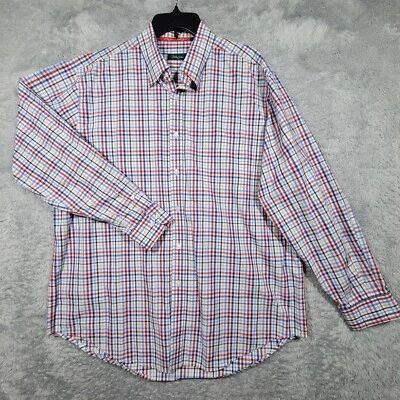 Camisa masculina Bobby Jones xadrez XL algodão com botões manga longa - Imagem 1 de 4