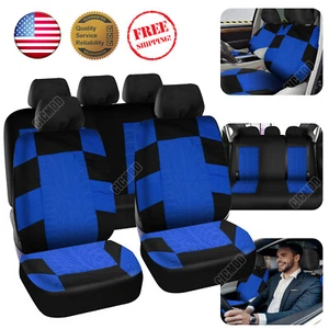 Full Set Car Seat Cover Front Rear Cushion Cover Universal for SUV Truck Blue - Foto 1 di 10