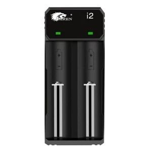 IMREN i2 2 alloggiamenti caricabatterie USB display LED 14500 18350 18650 21700 AA AA AAA - Foto 1 di 1