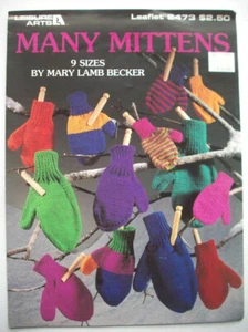 Many mittens knitting knit pattern   9 sizes  - Picture 1 of 2