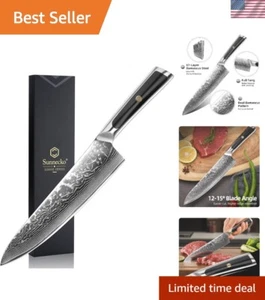 Forged 8 Inch Damascus Steel Chef's Knife - Full-Tang Design, Stylish Gift Box - Picture 1 of 9
