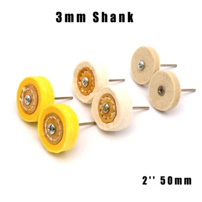 3mm Shank Wool Felt Cotton Cloth Buffing Polishing Wheel Mop 2'' 50mm for Dremel - Image 1 of 4
