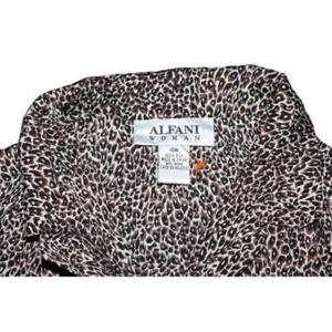 FREE Shipping ALFANI Long sleeve brown cream top polyester animal print Sz 16W - Picture 1 of 22