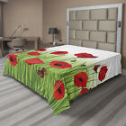Ambesonne Poppy Flower Flat Sheet Top Sheet Decorative Bedding 6 Sizes
