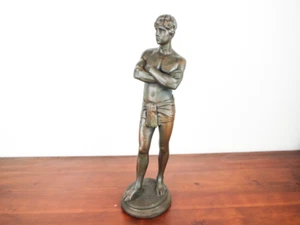 Escultura grande de yeso bronceado de los años 20 30 20" The Young Athlete Pers Hasselberg - Imagen 1 de 12