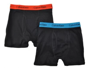Calvin Klein Boys Black 2 Pack Boxer Briefs Size 4/5 6/7 8/10 12/14 16/18 - Picture 1 of 1