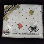 Vtg Tastemaker No Iron Muslin Twin Fitted Sheet Floral White Green Pink Blue