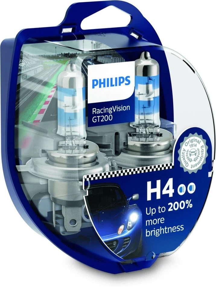 Philips H4 GT200 200% 12342RGT RacingVision Halogen Scheinwerferlampen Duo-Box  - Bild 1 von 1