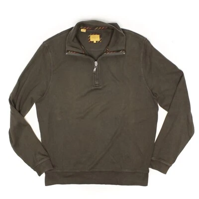 Robert Talbott Mens 1/2 Zip Sweater M Solid Brown Pima Cotton Soft Knit Peru - Image 1 of 3