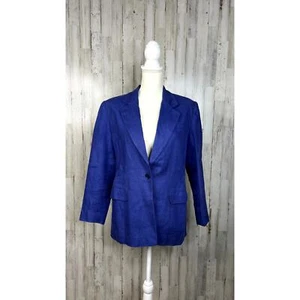 Talbots Petite Damen 8 blau irisches Leinen Business Freizeit Einknopf Blazer - Bild 1 von 7