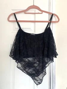 Black Lace Strappy Crop Top Size Small - Picture 1 of 1