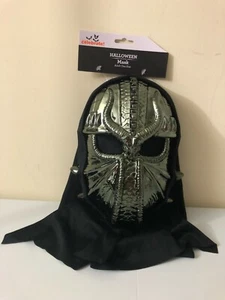 2021 Adult Green Metallic Color Warrior Halloween Mask with attached hood - Picture 1 of 5