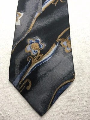 J. FERRAR MENS TIE BLACK GRAY GOLD BLUE 4 X 60 - Image 1 of 4