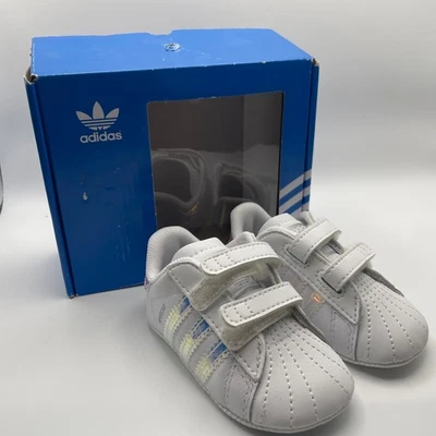 Adidas Originales Superstar Cuna Bebé Blanco Tenis con Acentos Iridiscentes 2K Foto 1 de 4
