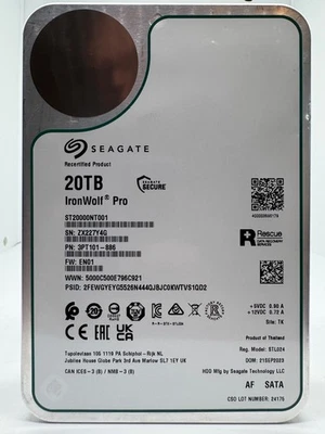 Seagate IronWolf Pro ST20000NT001 NAS HDD - 20TB 3,5 Zoll SATA3 CMR 20 TB - Bild 1 von 4
