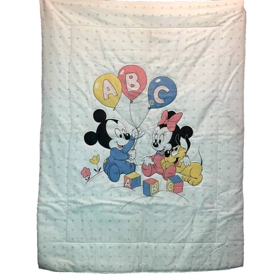 Vintage 1984 Disney Mickey Mouse Minnie Pluto Crib Blanket Quilt DUNDEE - Image 1 of 4