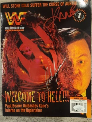 KANE PAUL BEARER SIGNED WWE WWF MAGAZINE AUTOGRAPHED JSA  - Image 1 of 4