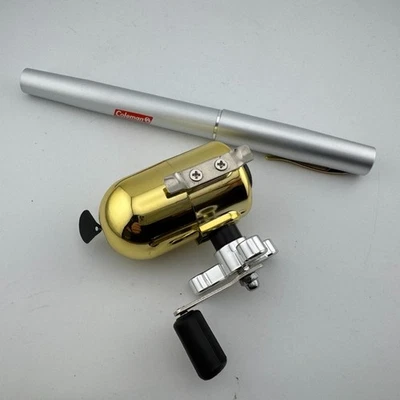 Coleman Deluxe pluma de pescado retráctil caña de pescar carrete de fundición compacto viaje Foto 1 de 4