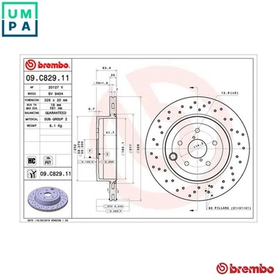 2x BRAKE DISC 09.C829.11 FOR SUBARU EJ257 2.5L 4cyl WRX - Image 1 of 4