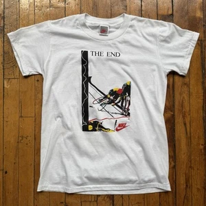 Vintage 80s NIKE Cycling The End Gray Tag Medium T-Shirt Deadstock Single Stitch - Picture 1 of 6