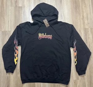 Y2K Billabong Surfing Flame Logo Black Hoodie Size L - Picture 1 of 8